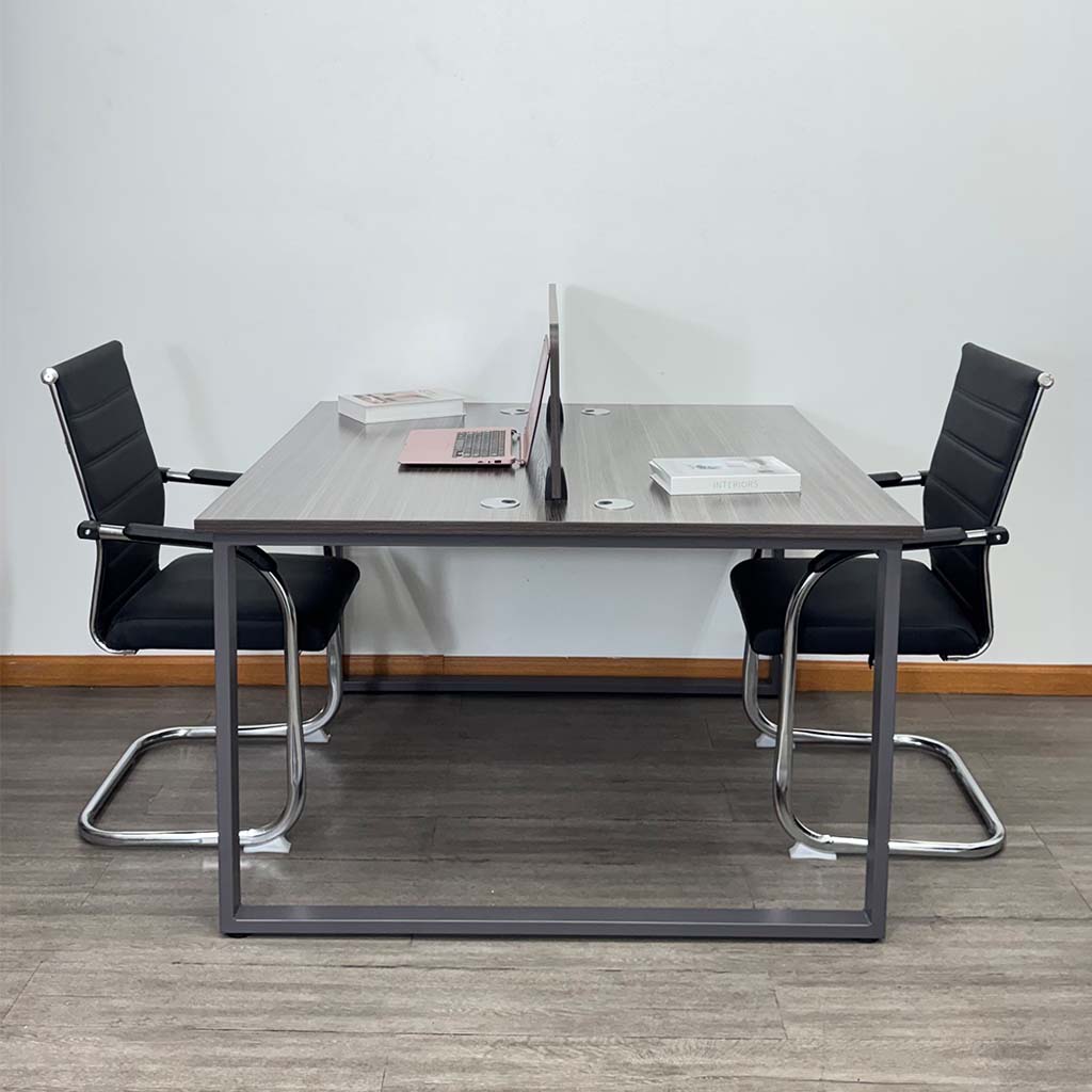 Estación de trabajo para 2 puestos de metal y melamina 
