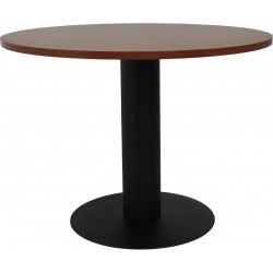 Mesa redonda con base metálica tipo plato