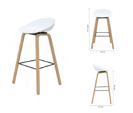 [TK-BAR-05] SILLA BAR PLASTICA BLANCA