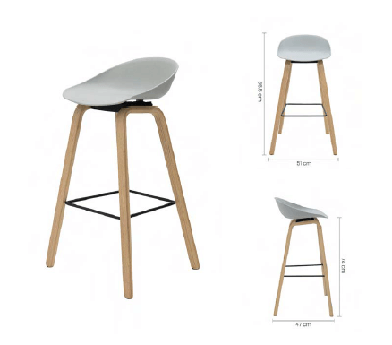[TK-BAR-06] SILLA BAR PLASTICA GRIS