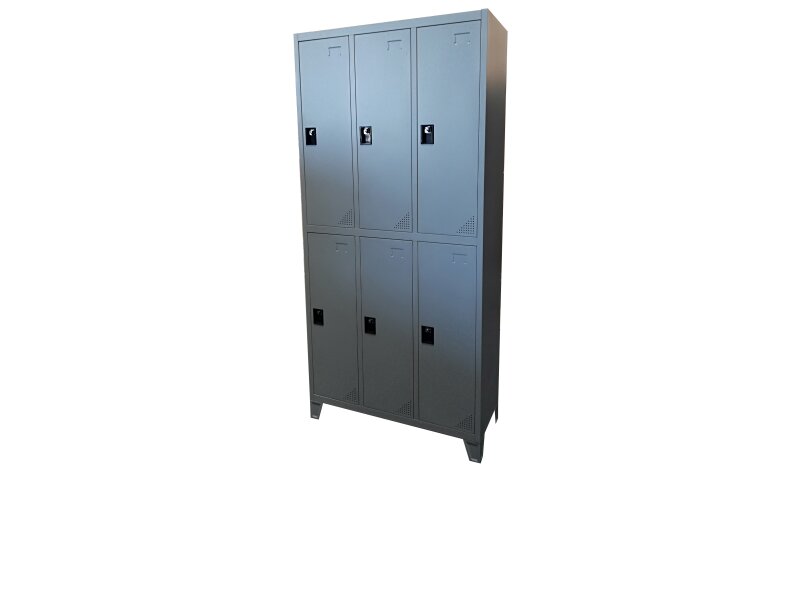 Locker metálico de 6 puertas con ventilación y aldabas para candado