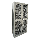 Locker metálico de 4 compartimentos con puertas de malla y aldabas