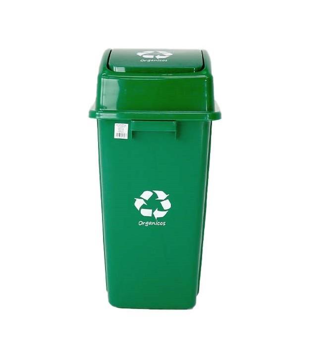 [TK-BAS-07] BASURERO C/TAPA VAIVEN 42LTS ORGANICOS VERDE