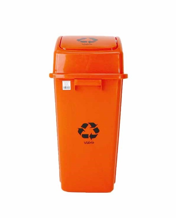 BASURERO C/TAPA VAIVEN 42LTS VIDRIO NARANJA