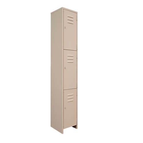 [MC-LK-03-BG] Locker metálico de 3 espacios o compartimientos (Beige)