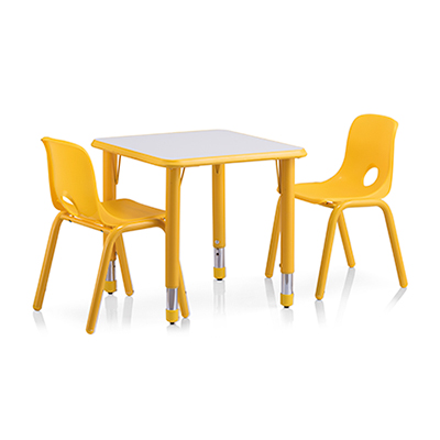 [MR-ESC-14-AM] Mesa para kinder o infantil cuadrada ajustable (Amarillo)