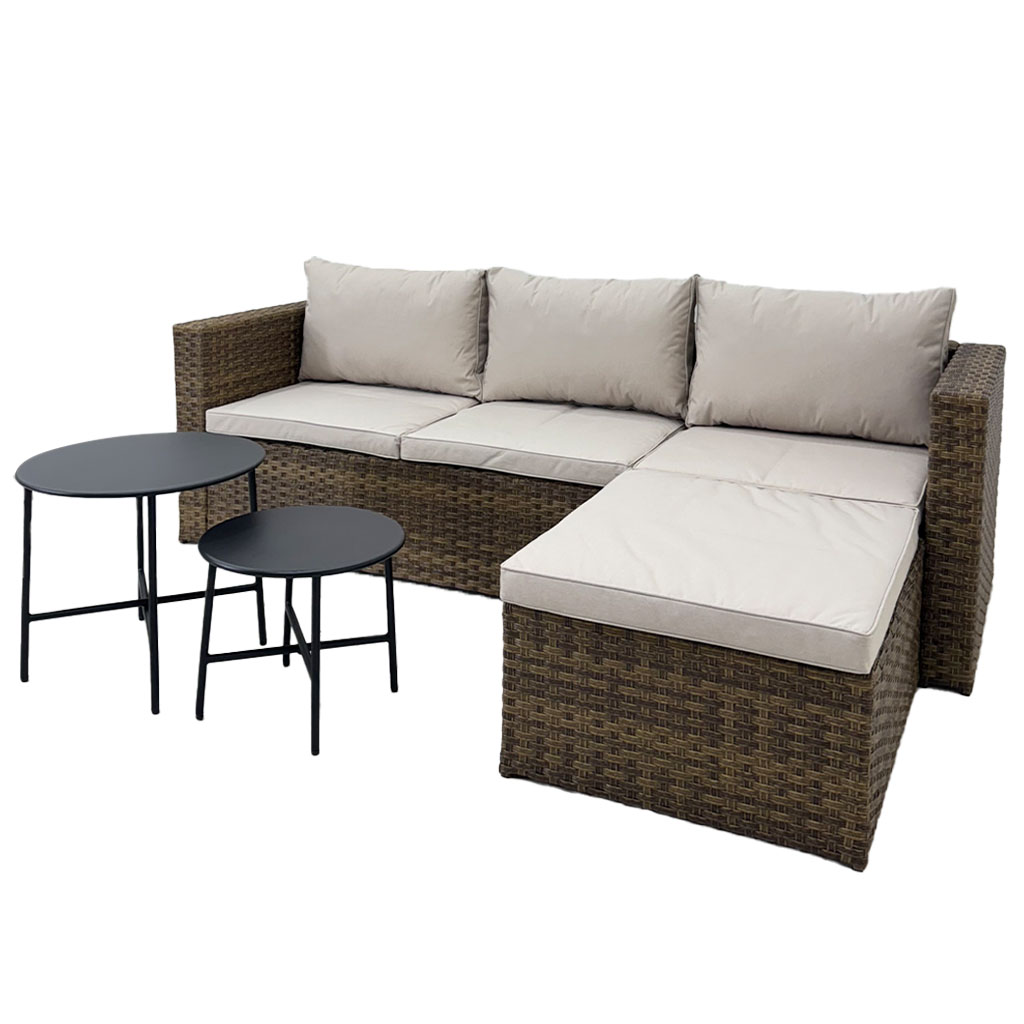 [TK-SF-69] SOFA EN L RATAN SINTETICO CAFÉ+BEIGE