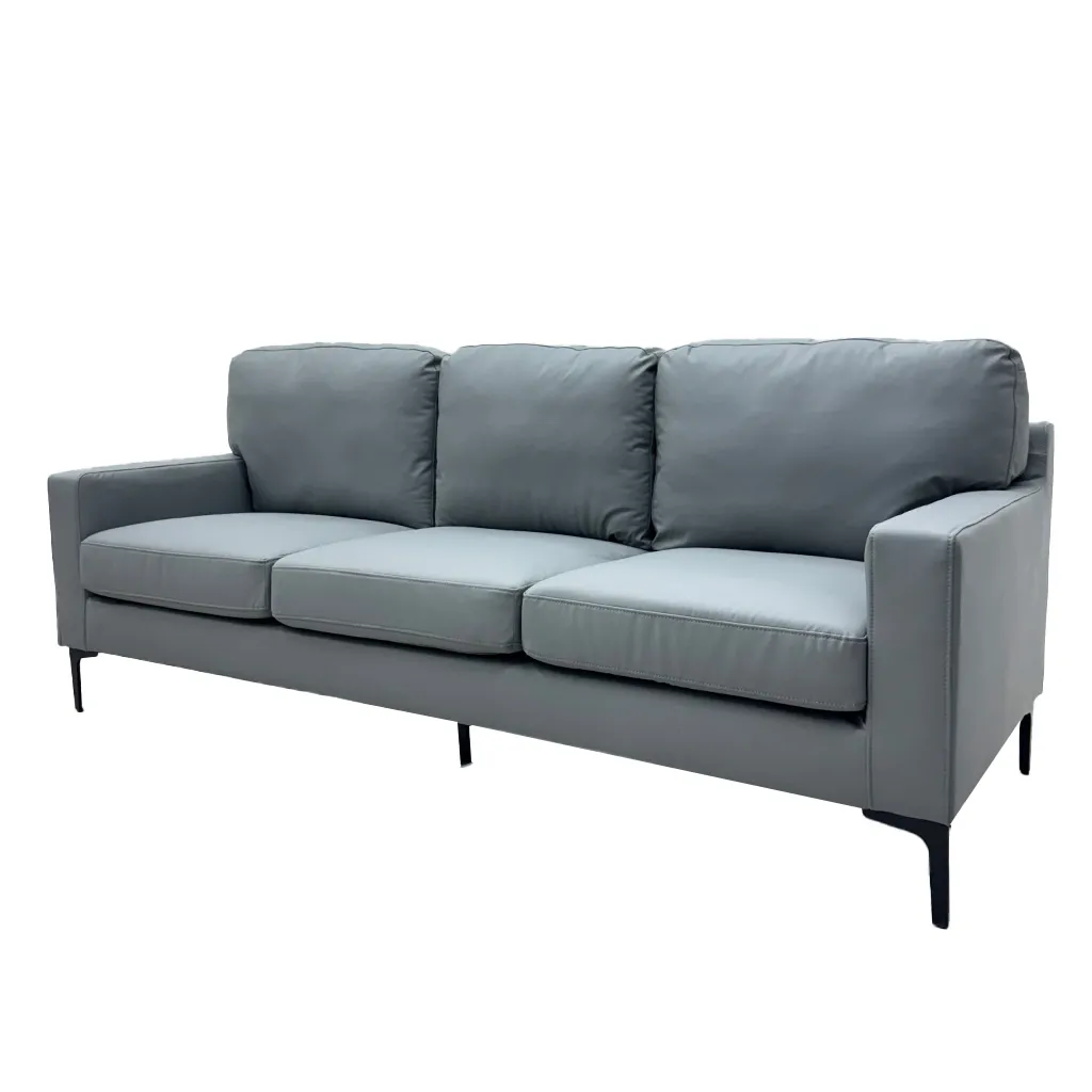 [TK-SA-4355] SOFA TRIPLE CUERO SINTETICO GRIS