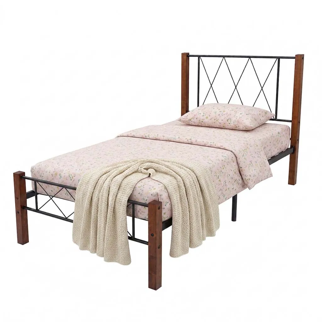 CAMA INDIVIDUAL RESPALDO METAL