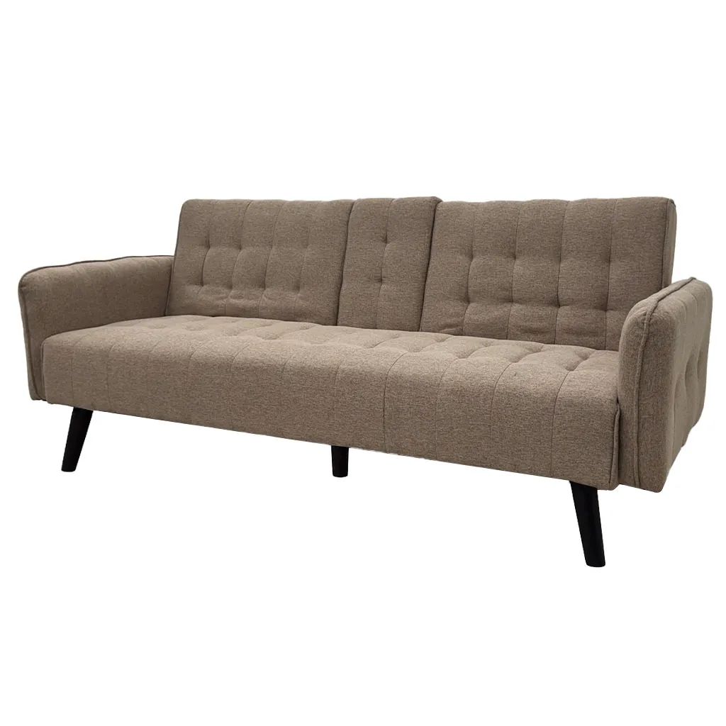 [TK-SA-4375] SOFÁ CAMA TELA LINO CAFÉ